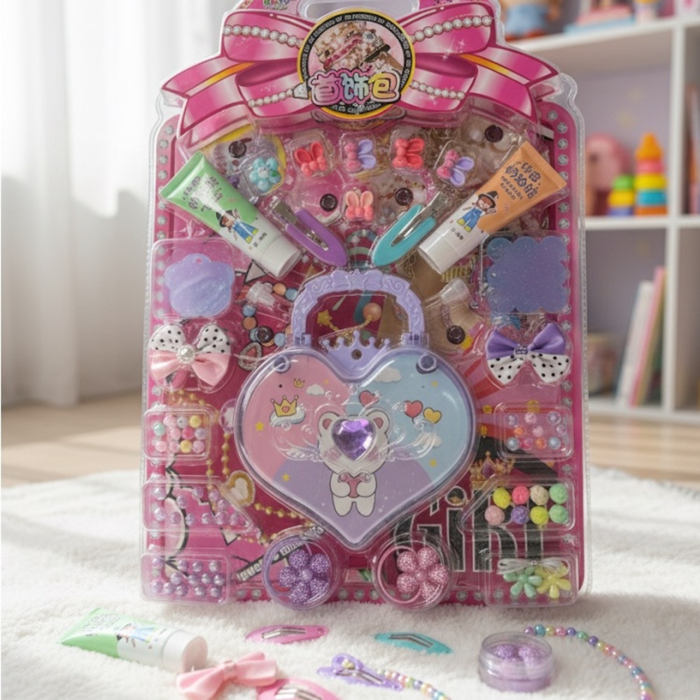 Colorful Kids' Beauty Set with Heart Case
